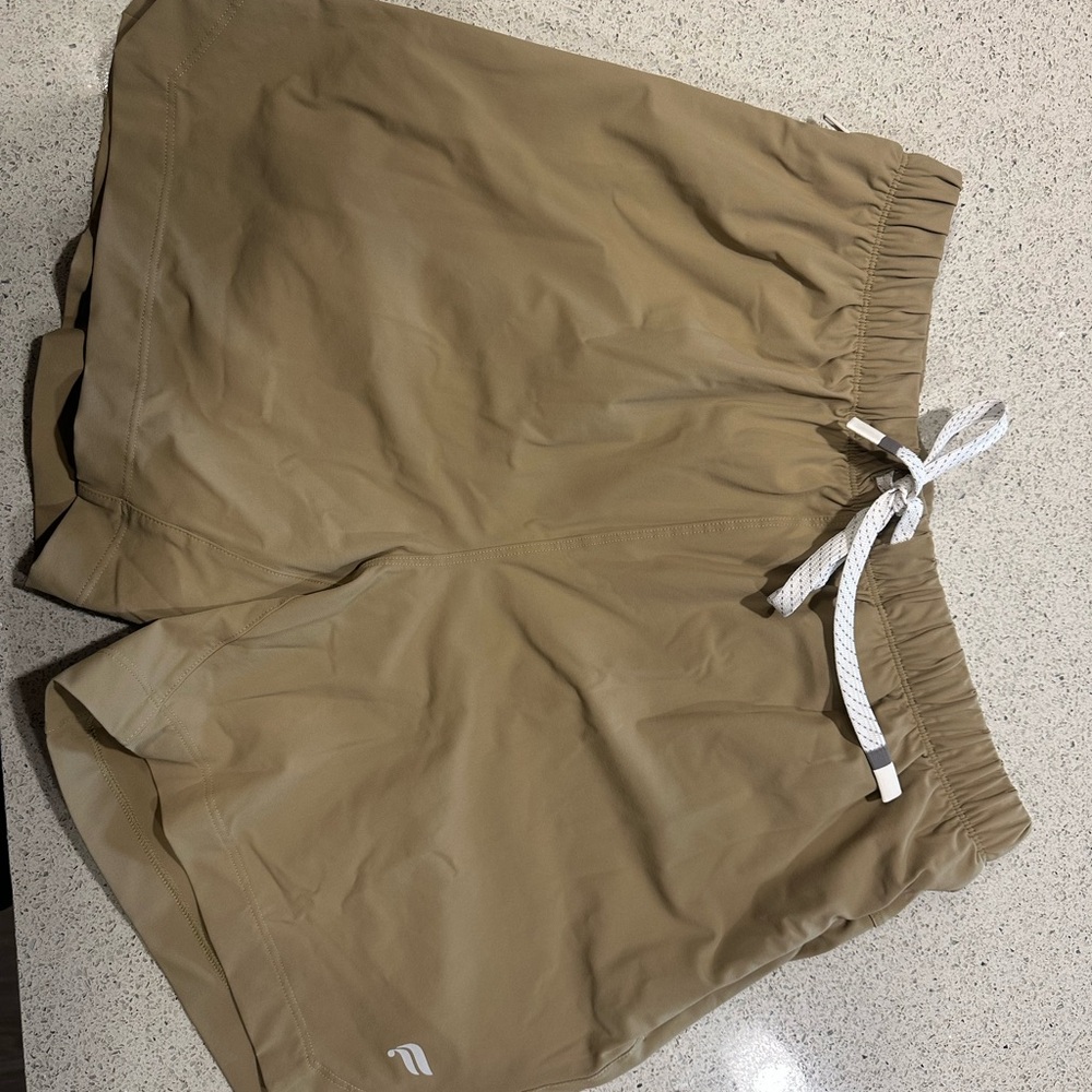 Fabletics Athletic Tan Shorts Relaxed Fit Cotton Blend
